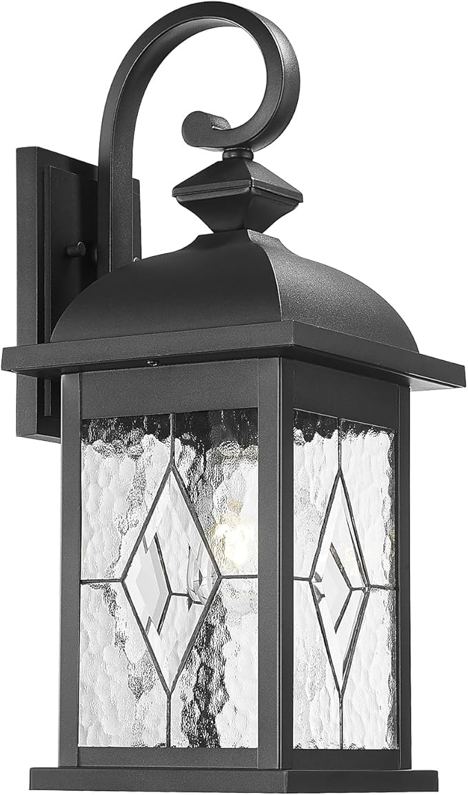 FEMILA 21 Large Exterior Wall Light Fixtures Anti-Rust Waterproof Outdoor Wall Lantern Porch Lights for Entryway Patio Garage Doorway Matte Black 4FD54B2 BK-SD