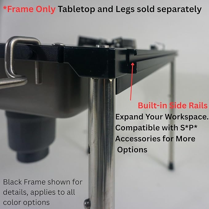Folding IGT Outdoor Camping Table Frame with Carry Bag Modular Design IGT Compatible Lightweight Aluminum Alloy for Outdoor Cooking Car Camping Campground RV Picnic BBQ (Black 2-Unit)