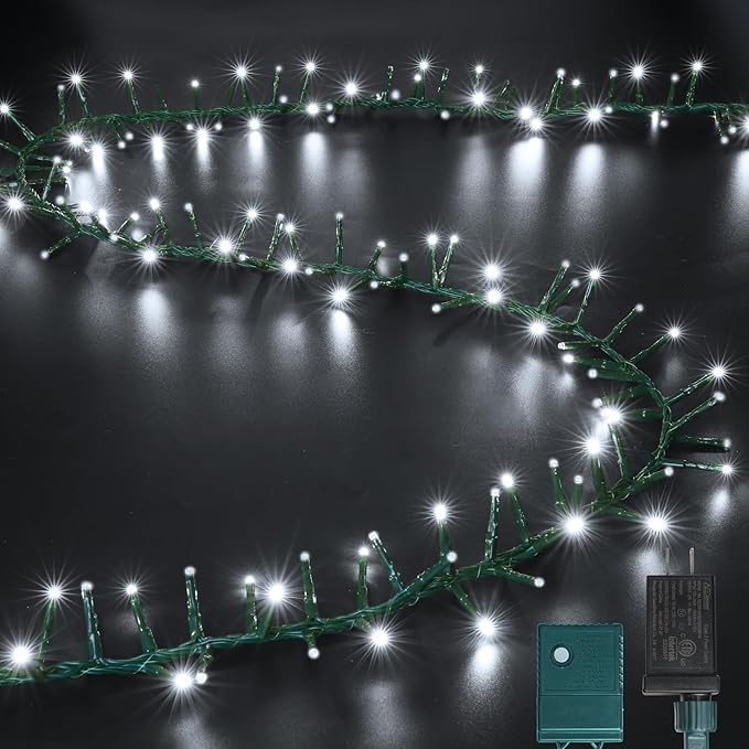 LAMPHOME 500 LED Christmas Outdoor Twinkle String Lights Extendable Holiday DecorationPlug in Lights with 8 Functions and Timer Waterproof for Outdoor Home Party Wedding Bedroom-White