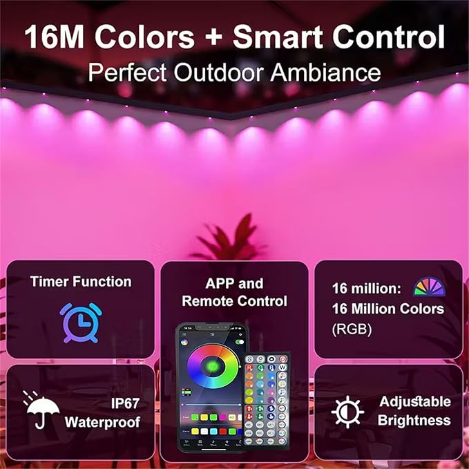 200Ft Permanent Outdoor Lights for House Waterproof IP67 LED Eave Lights with App/Remote Control Outdoor Permanent led Lighting for House Roof DecorChristmasPartyAll Holiday and Daily