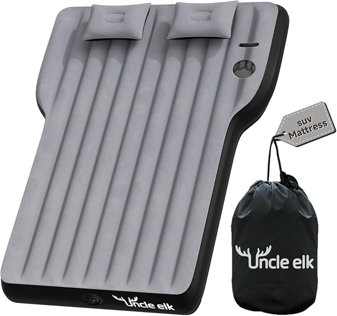 Tesla Model Y Mattress Inflatable SUV Mattress for Portable Camping Mattress Foldable Air Mattress with Air Pump and Storage Bag for Tesla Model Y and SUV Travel Gray