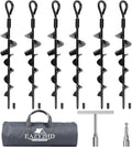 Eazy2hD 6 Pack Tent Stakes Heavy Duty 15 Inch Ground Anchors Screw in Metal High Winds Trampoline Stake with Nut and Tool Spiral Anchor Kit for Camping Swing Set Mobile Home Car Ports