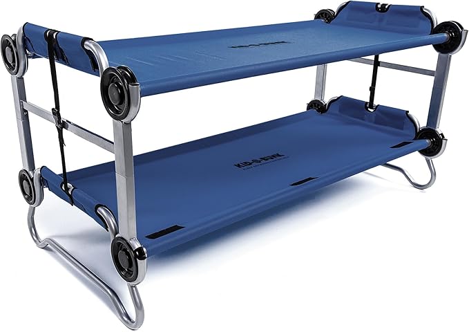 Disc-O-Bed Youth Double Cot Kid-O-Bunk Modular for Bunk Beds Dual Cots or Bench with 2 Carry Bags for Portable Transport