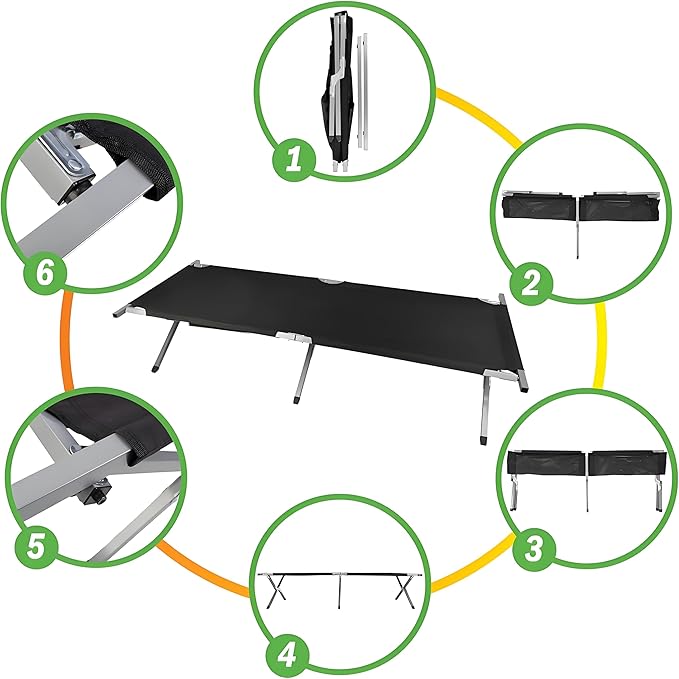 Folding Camping Cot Bed with Carry Bag Folding Cot Portable and Lightweight Sleeping Bed Compact Sleeping Cots Foldable Camp Bed Outdoor Bed Camp Cots for Home Travel Office Beach Camping