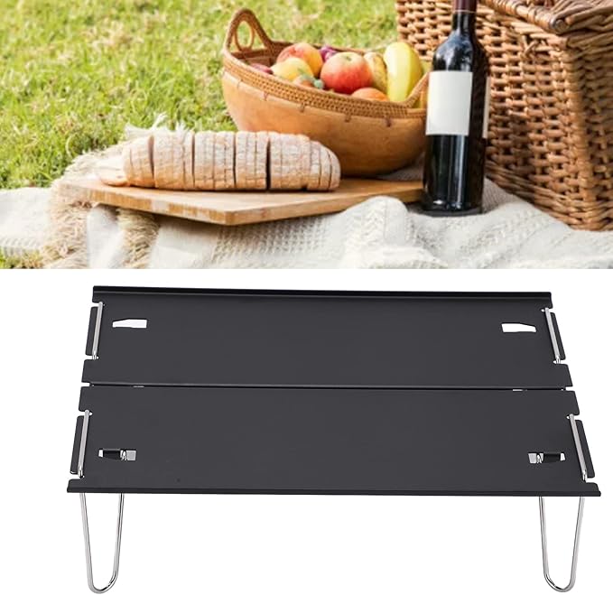 Folding Camping Table Portable Ultra Lightweight Aluminum Alloy Foldable Table Multifunctional Compact Backpacking Table with Carrying Bag for Outdoor Beach Picnic Backyards BBQ