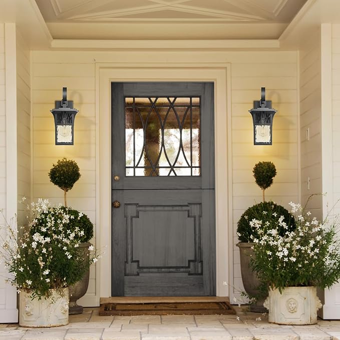Darkaway Outdoor Wall LightExterior Lighting Fixtures Wall Mount Porch Lights Waterproof Outside Sconce with Water Ripple Glass for Patio Hallway Garage Front Door