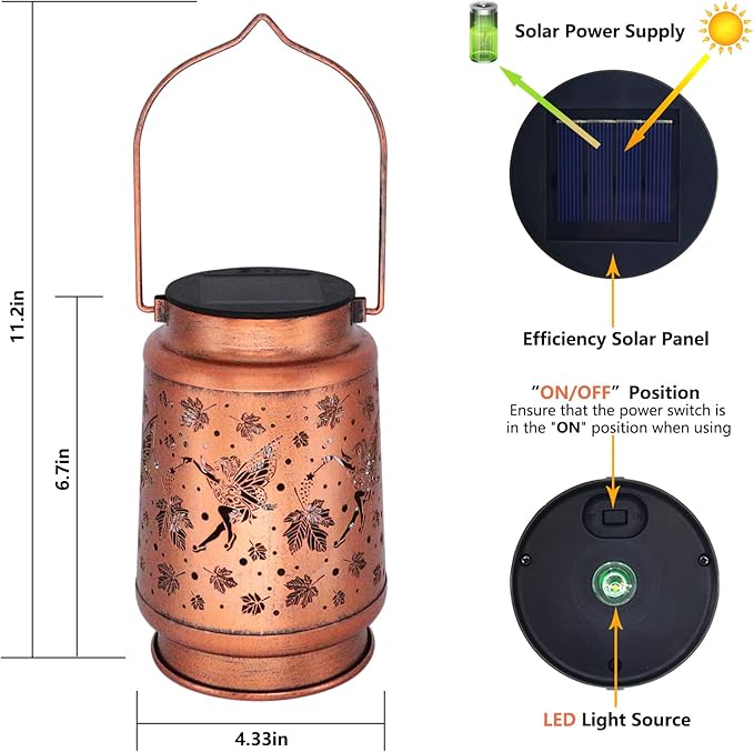 Solar Fairy Lanterns Outdoor Hanging Maple Leaf Decor LanternWaterproof Hollow Out Metal Decorative Garden LightGraceful Decoration for PatioYardLandscapeWalkwayFestival