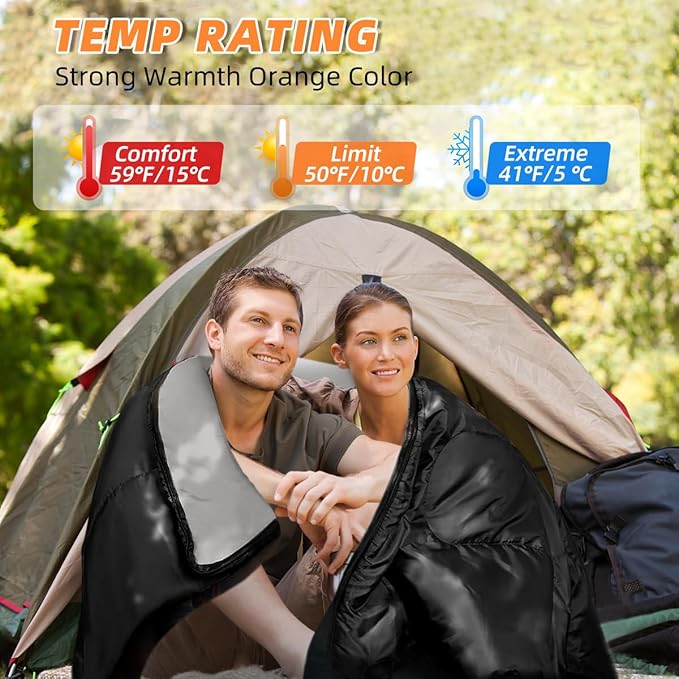 Double Sleeping Bags for Adults 2 Person Camping Sleeping Bag for Cold &amp Warm Weather