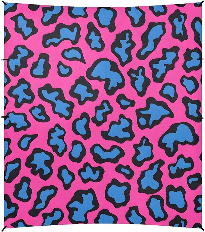 ALAZA Pink &amp Blue Leopard Print Cheetah Beach Tent Sun Shelter UPF50+ Protection Beach Shade Canopy w/ 4 Sandbags for Outdoor Camping Fishing Backyard Fun Picnic 10x9 ft