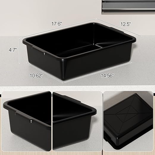Sadstory Plastic Bus Tubs 13 L Black Commercial Bus Tub Tote 4 Packs
