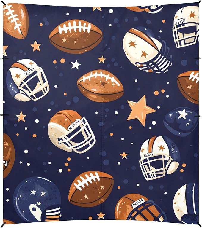 Football Helmet Stars Pattern Camping Sun Shelter Beach Tent Portable Beach Sun Shade Outdoor Canopy for Camping Trips Fishing Picnic