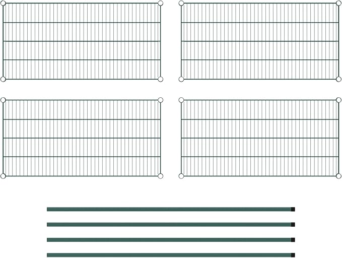 Commercial NSF Listed Green Epoxy Stationary Wire Shelving Kit 21 x 42 x 64 with 4 Shelves Perfect for Warehouse Walk-in Refrigerator Freezer Grocery Store Restaurant Dishroom