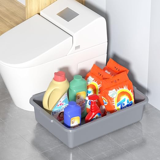 35 L Commercial Bus Box Plastic Utility Bus Tubs 4-Pack Gray