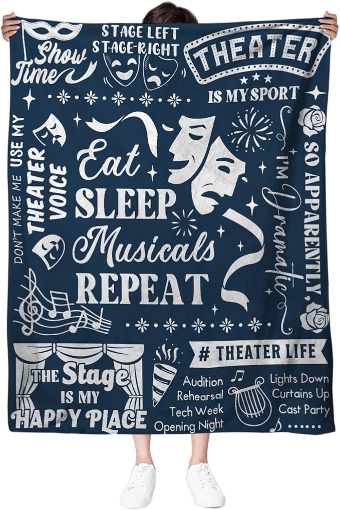 Broadway Blanket Gifts Musical Theater Gifts for Lovers Broadway Musical Gift for Theater Adult Christmas Birthday Gift Blanket for Women Men 50 x 60