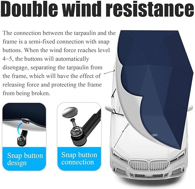 Fully Automatic Car Tent Umbrella Car Roof Top Sun Shade Cover with Remote Control Retractable Folding Movable Carport Pop Up Shelter Waterproof All Weather Car Protection Blue-5.2m/205