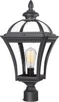 Emliviar 22 Inch Outdoor Post Light Farmhouse Vintage Outside Pole Light for Yard Aluminum with Seeded Glass Black Finish XE266P BK