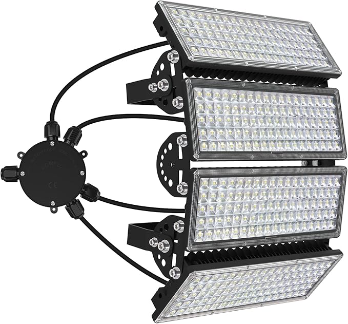 Kekeou 400W Stadium Lights Outdoor LED 56000LM Flood Lights Outdoor 6500K Arena Light Wider Lighting Angle Court Field Light IP67 Waterproof for Parking Lot Sports Court - Black