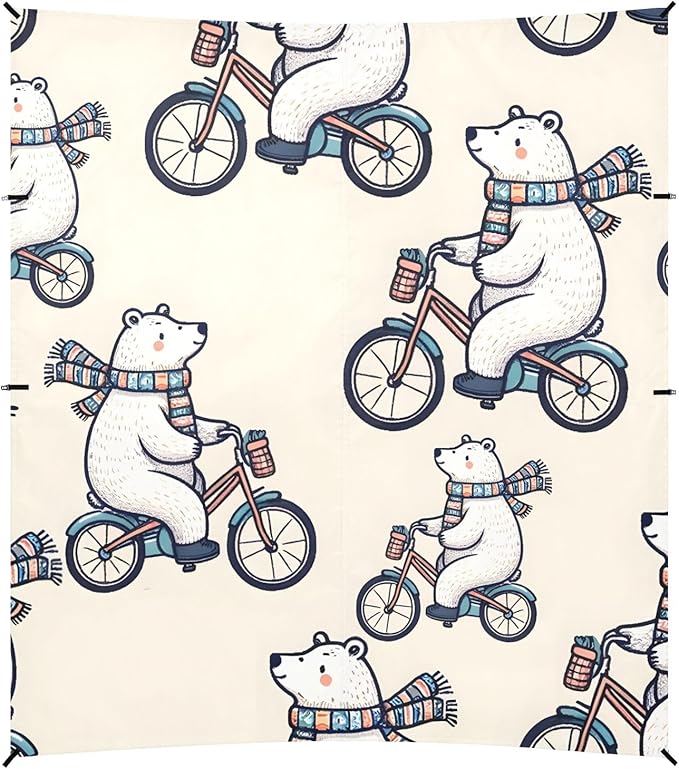 Polar Bear Bicycle Riding Camping Sun Shelter Beach Tent Portable Beach Sun Shade Outdoor Canopy for Camping Trips Fishing Picnic