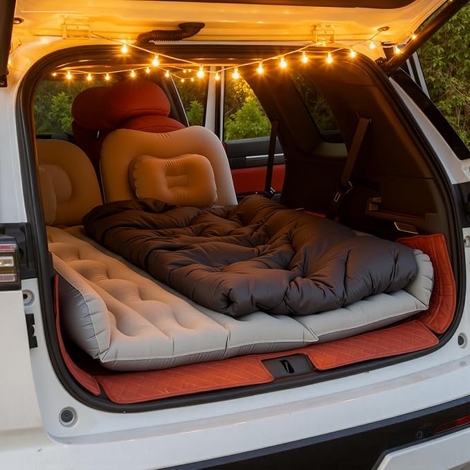 WEY&ampFLY Car Air Mattress for SUV Quick Inflation Travel Bed with Air Pump Portable Sleeping Pad for Camping Fits Most SUVs and Sedans Comfortable and Durable