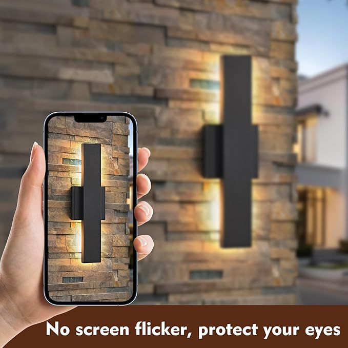 Outdoor Modern LED Wall Light Fixtures Black Linear Exterior Wall Sconces 20W Modern Porch Patio Light Fixture Waterproof Outdoor Wall Lights Outside Lights for House Garage Front Door Patio 2pack