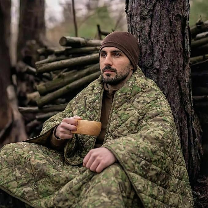 LOOGU Camo Blanket Waterproof Insulation Poncho Liner for Outdoor Camping Hiking Hunting Survival Backpacking Picnicking