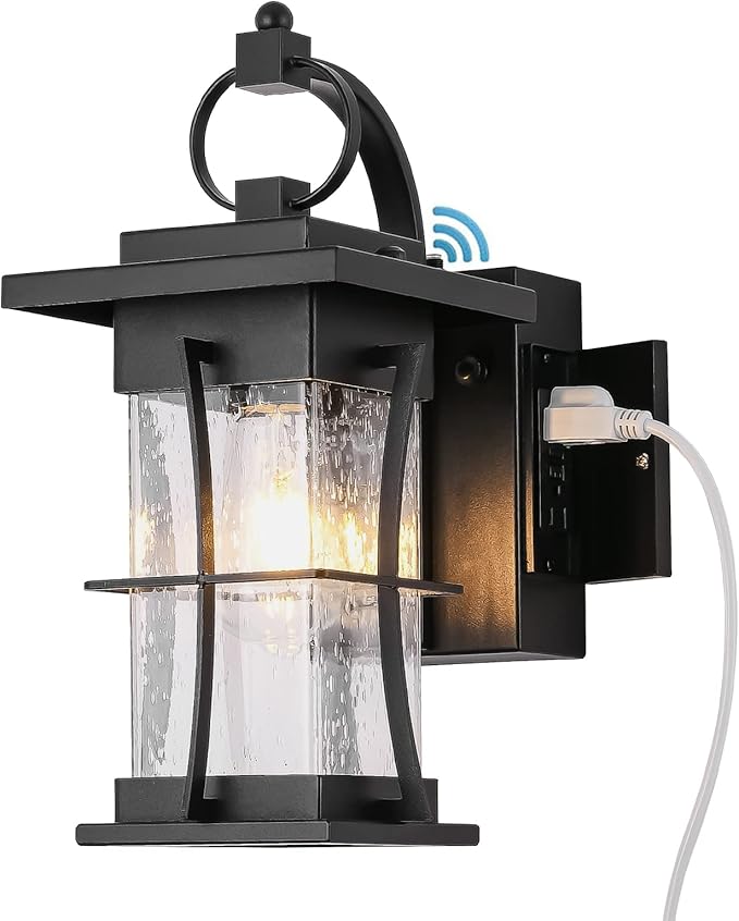 Outdoor Lighting Fixtures Wall Mount 1-Light 15''H Dusk to Dawn Exterior Light for House Outdoor Wall Lantern with Clear Glass for Front Porch Patio Garage (15'' H with Outlet 1 PC)