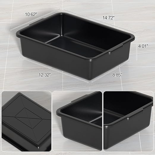 Black Small Plastic Bus Tubs 8 L Food Service Bus Tub Box 5 Packs