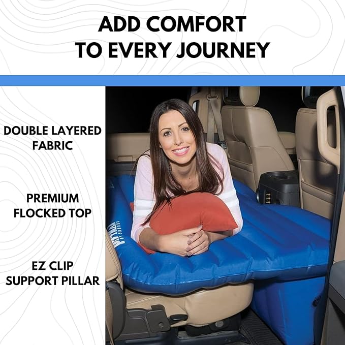 Pittman Outdoors Backseat Bed for Truck - 60 Backseat Air Mattress for Truck Vans &amp Large SUV Bed Mattress - Back Seat Bed for Truck Includes Pump Pillow &amp Storage Bag - 60 x 35.5