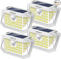 WELALO Solar Motion Sensor Lights Outdoor [3 Modes/4 Pack/188 LED] 270° Wide Angle Lighting Security Solar Powered Wall Lights IP65 Waterproof Flood Lights for Fence Porch Yard Patio(White)