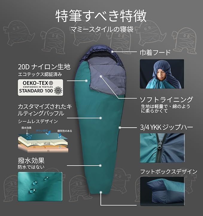 1.25 lbs Sleeping Bag 68°F-48°F Backpacking Lightweight for Adults Summer Backpacking Sleeping Sack Compact Foldable Insulating Mummy Bag and Stuff Sack for Summer Camping Hiking C066