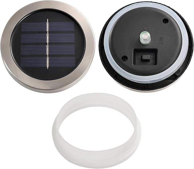 Cooo Gift for her him 4 Pack Heavy Solar Mosaic Crackle Glass Lights with Dual Solar Panels Color-Changing RGB Lantern Exclusive Dazzling Glass Waterproof Outdoor Table Lamps Garden Lamp