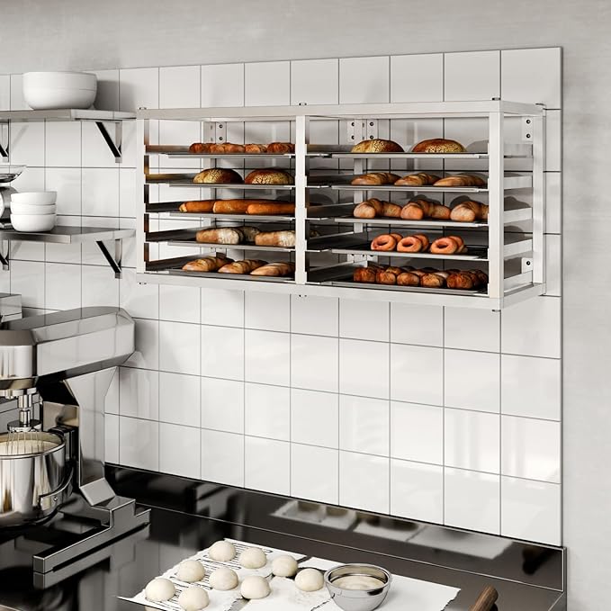AmGood Wall Mounted Sheet Bun Pan Rack 40 x 13 x 18 | Aluminium | NSF