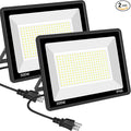 2Pack 300W LED Flood Light Outdoor with 6FT Plug 36000Lm Super Brighter Security Light IP66 Waterproof Worklight5000K Daylight White Exterior Floodlights for Playground Yard Stadium Garage
