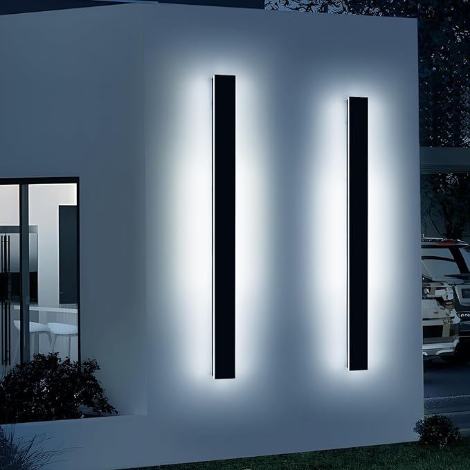 2 Pack 57inch Outdoor Wall Lighting Fixtures 3000K-6000K Modern Dimmable LED Wall Sconce with Remote Control IP65 Waterproof Exterior Linear Wall Light for Yard House Patio Garden