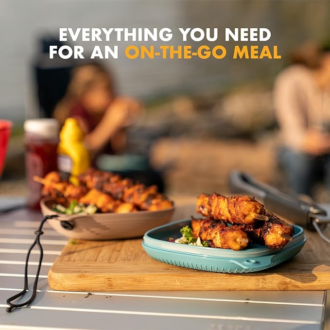 UCO 4-Piece Camping Mess Kit with Bowl Plate and 3-in-1 Spork Utensil Set