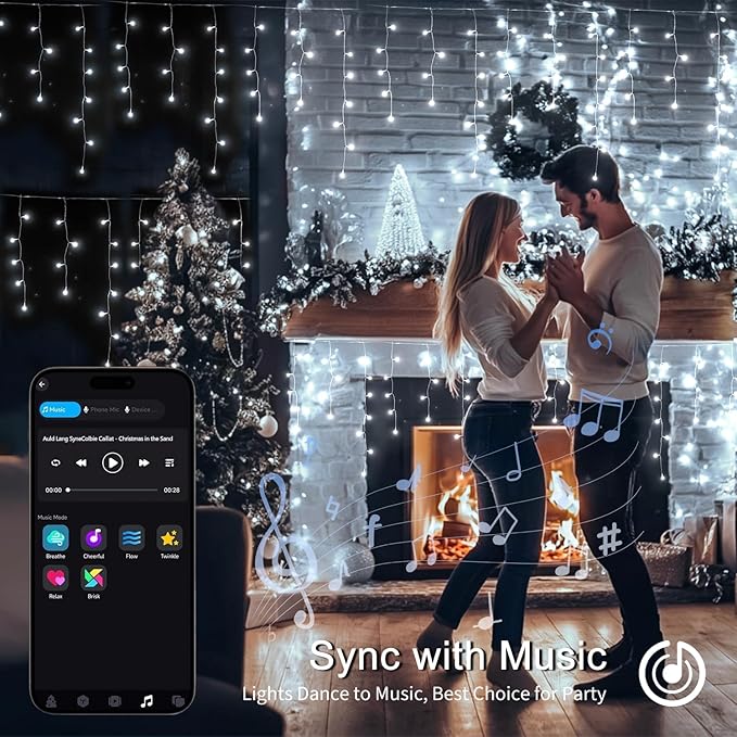 JMEXSUSS 400 LED RGB Icicle Lights - Color Changing Plug-in for Indoor/Outdoor Christmas Decorations