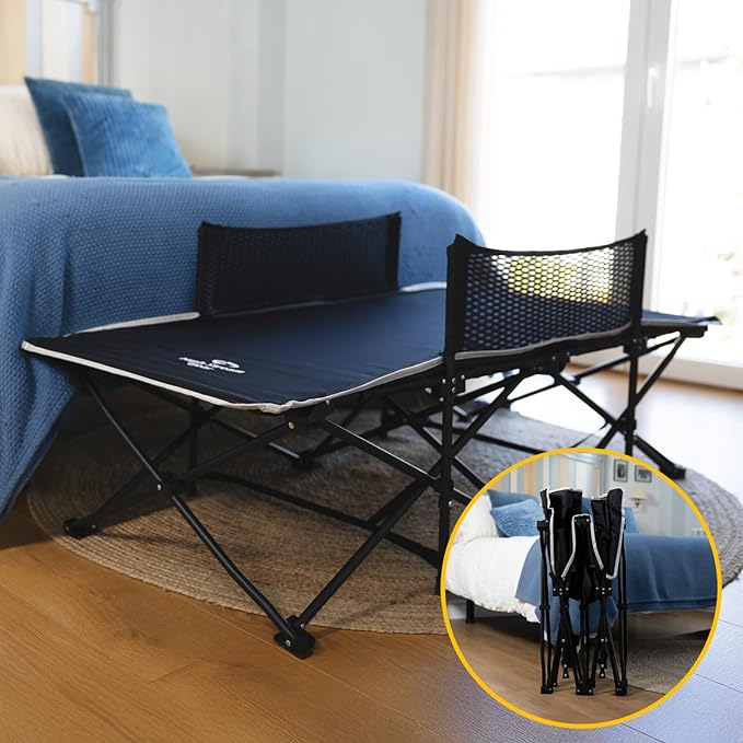 Toddler Cot Bed: Kids Travel Camping and Portable Folding Cot Great for Outdoors and Young Guests at Home. Comfortable Sleeping Bed Easy to Store and Use (White)