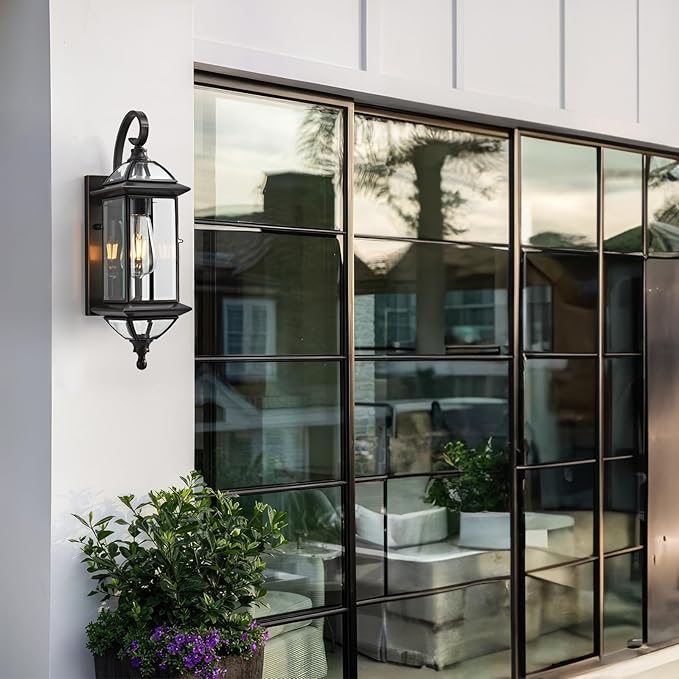 Exterior Wall Light Fixtures 18.5Inch Copper Outdoor Wall Lights Waterproof with Clear Glass Lantern Wall Sconce Oil Rubbed Bronze Porch Light for House Patio Garage Front Porch E26