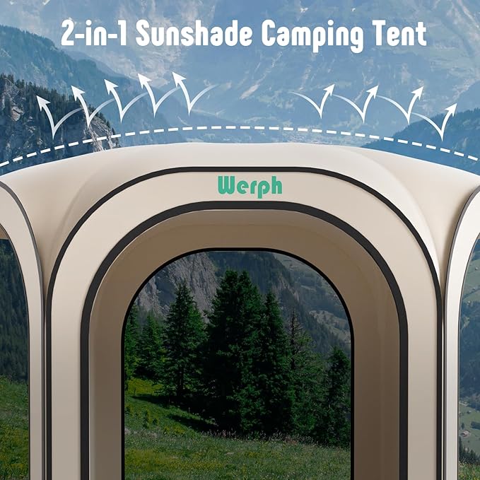 Screen Tent Pop-Up Portable Tent Canopy with Mesh Mosquito Net Screen House Room Canopy Shade Screen Houese 10x 10 FT with Carry Bag for Patio Backyard Sports &amp Outdoors Activities Beige