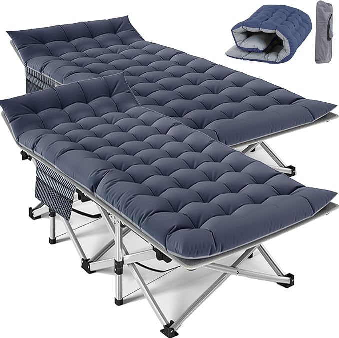 Portable Folding Camping Cot for Adults with Mattress Lightweight Camp Bed with Carry Bag for Outdoor Travel Hiking Beach and Camping Adventures