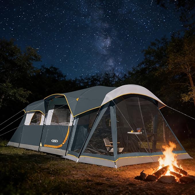 UNP Camping Tent 8 Person Waterproof Big Tunnel Tent with Screen PorchFamily Outdoor Large Tents for Camping 20' x 9' x 80in(H)