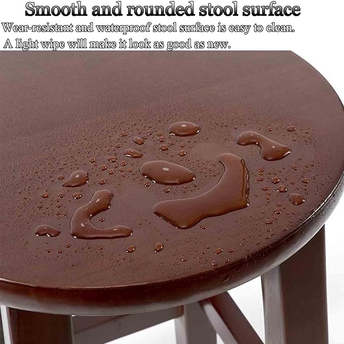 Solid Wood Portable Round Stool for Bedroom and Coffee Table Small Size (30 * 40cm) Log Colour