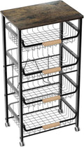 5 Tier Fruit Basket Kitchen Food Stora Hanging Rack Stackable Stora Cart
