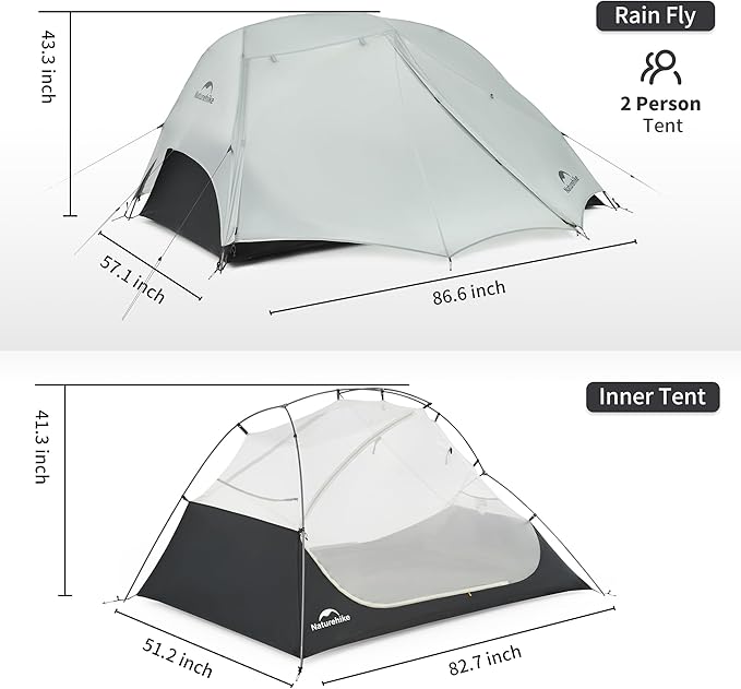 Naturehike Star River UL 2 Person Backpacking Tent Double Layer Waterproof Two Person Tents Lightweight Backpacking Cycling 2 Person Tent