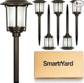 Solar Pathway Lights – Pack of 6 6 Lumens Warm White LED Bronze Finish Durable Die-Cast Aluminum &amp Stainless Steel with Glass Lens Outdoor Garden Lighting LED Solar Pathway Lights