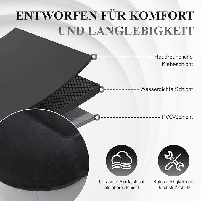 KMZ Inflatable SUV Air Mattress Thickened Flocking with Built-in Pump Self-Inflating Portable Sleeping Travel Bed Pad for SUV Truck Fast Inflation and Deflation (Black)