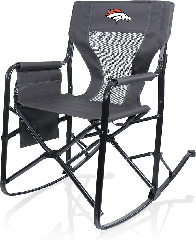 Picnic TIME NFL Woodland Rocking Camping Chair with Storage Caddy Camp Chair for Adults