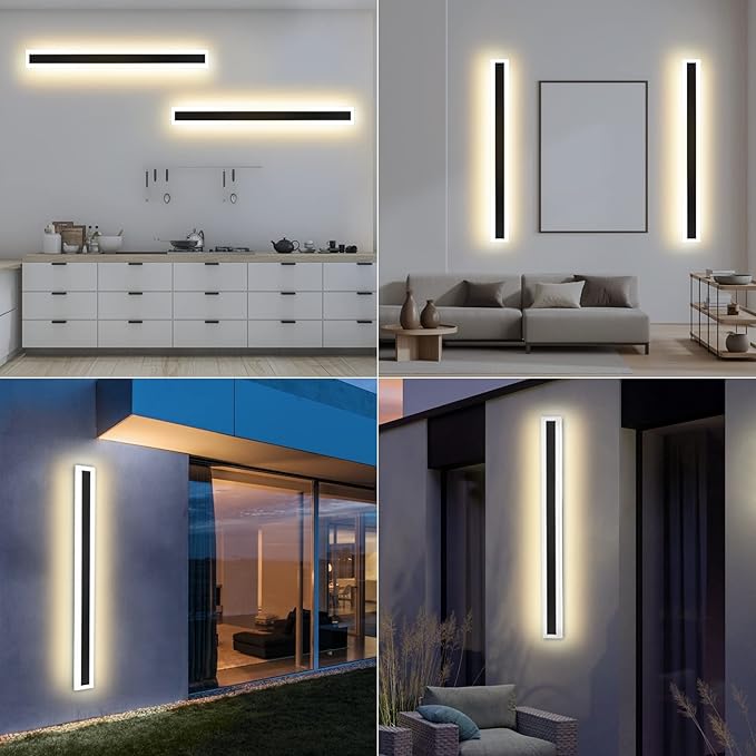 Modern LED Outdoor Sconce 39inch 30W Indoor and Outdoor Wall-Mounted Lamp Fixture with Frosted Acrylic for Bedroom Living Room