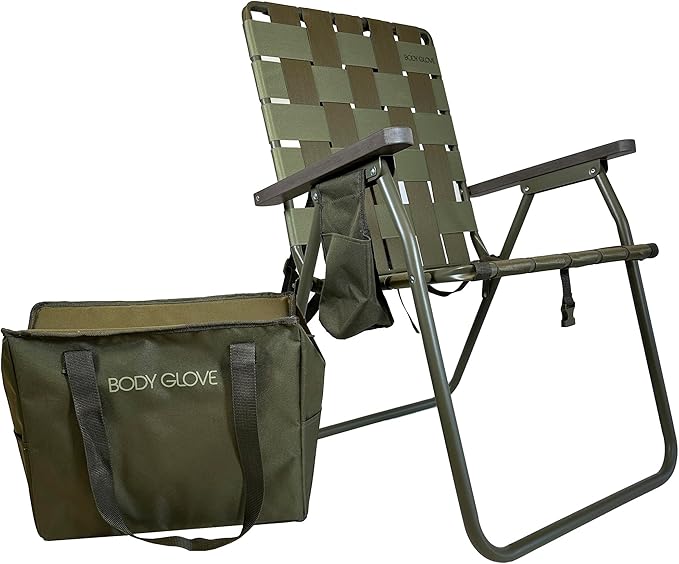 Body Glove Colorado Folding Chair for Adults – Portable Outdoor Beach Chair with Cup Holder Heavy Duty Foldable Chair - 325lb