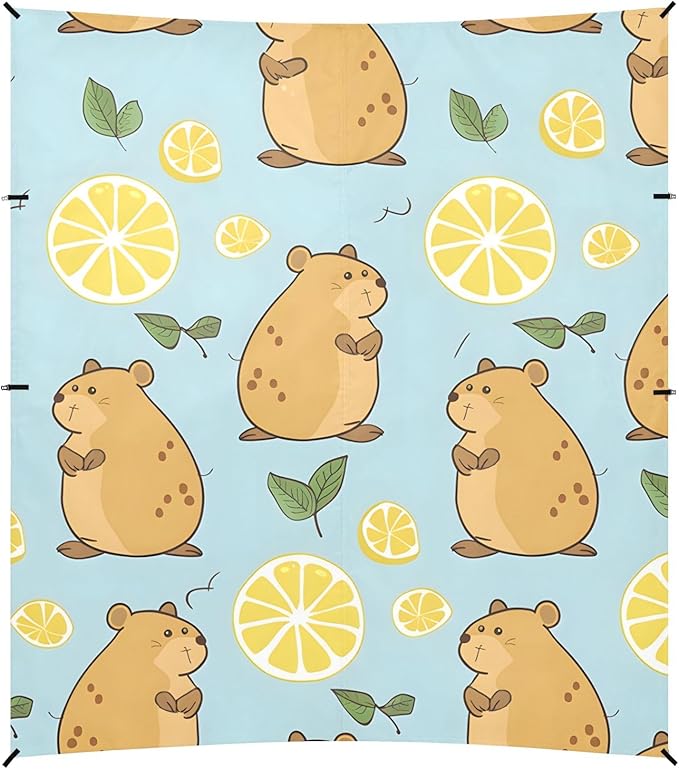 Cute Capybara and Lemon Camping Sun Shelter Beach Tent Portable Beach Sun Shade Outdoor Canopy for Camping Trips Fishing Picnic